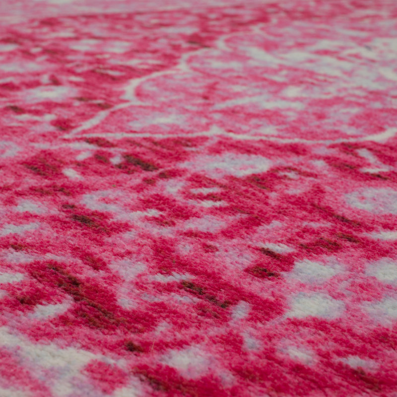 Lofland Oriental Medallion Pink Area Rug, Runner 2' x 8'