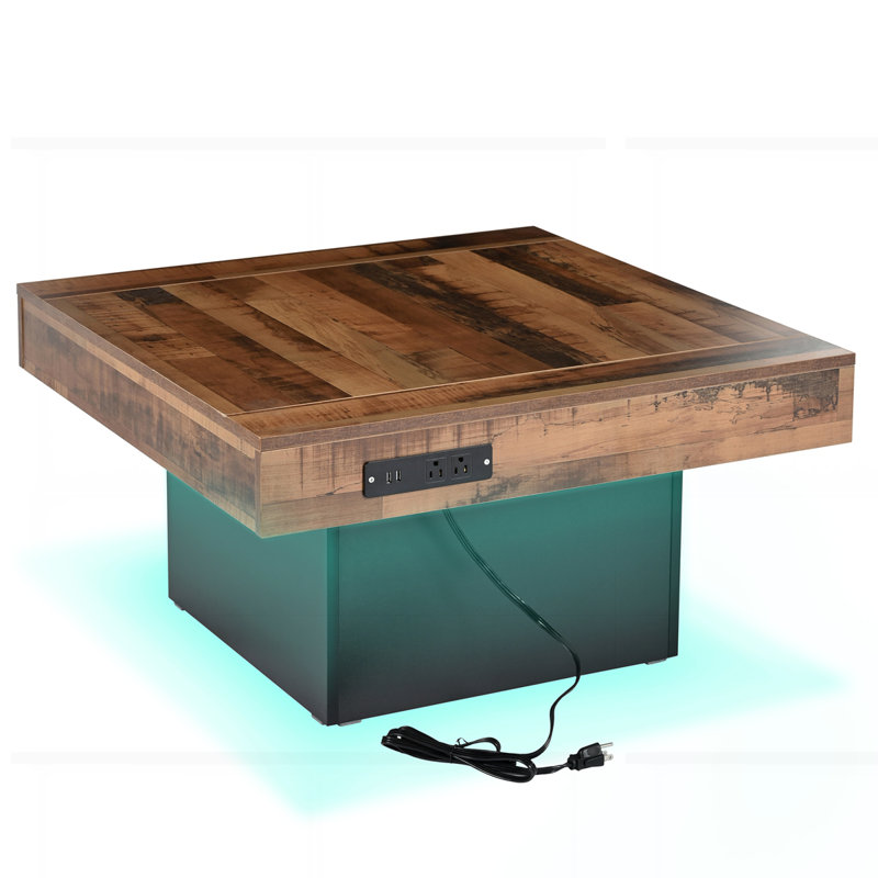 Table basse Farmhouse avec 2 ports et prises USB, Noir