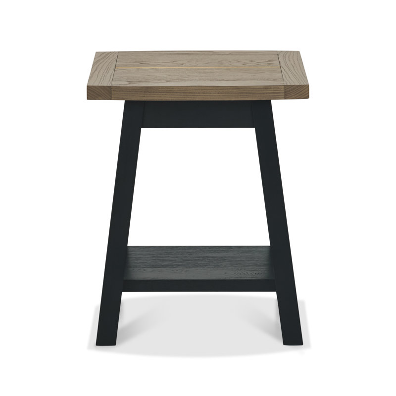 Roquefort Solid Wood End Table, Grey Wood, Black