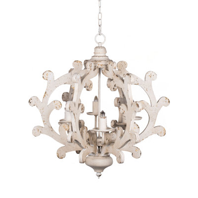 Lustre en bois 6 lumières, luminaire suspendu avec chaîne réglable pour le vestibule de la salle à manger de la cuisine, ampoule non incluse