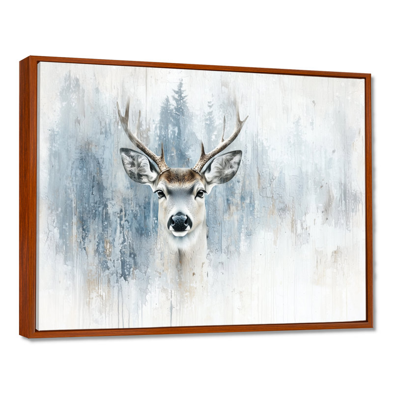 Minimal Deer In The Mist II - Deer, impression d'art mural, Brun, H 12 po x l 20 po
