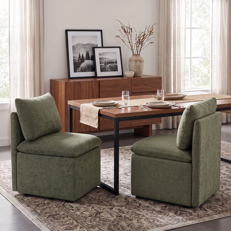 Chaise d'appoint rembourrée, Vert