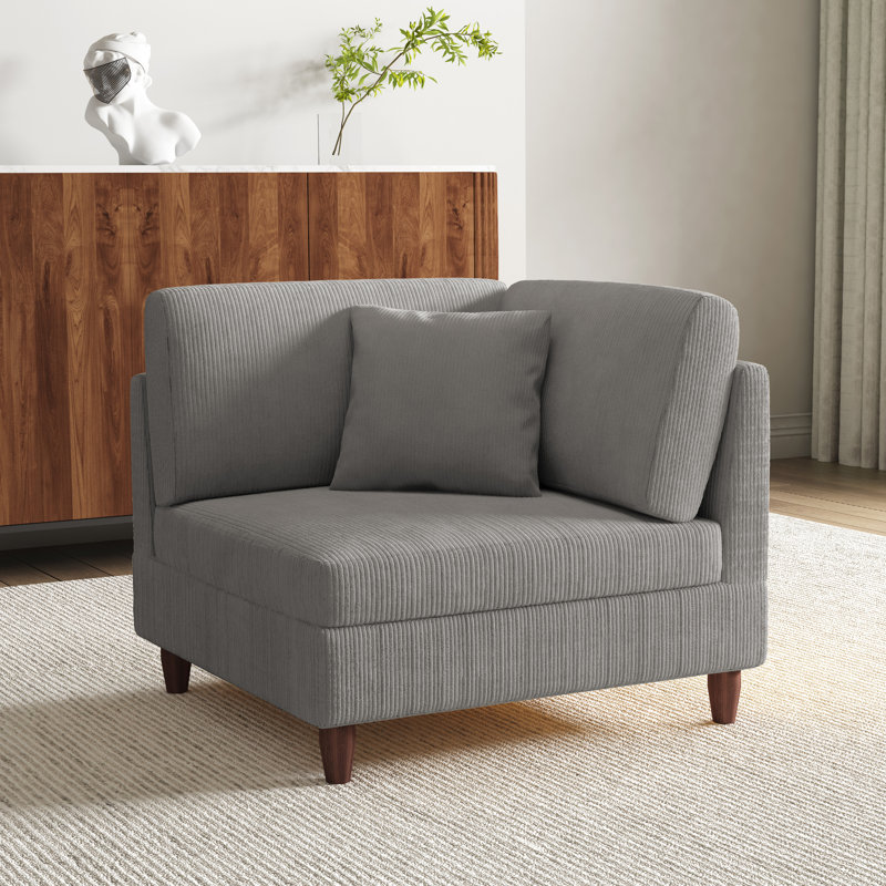 Mordecai 95Cm Wide Side Chair, Light Grey Corduroy