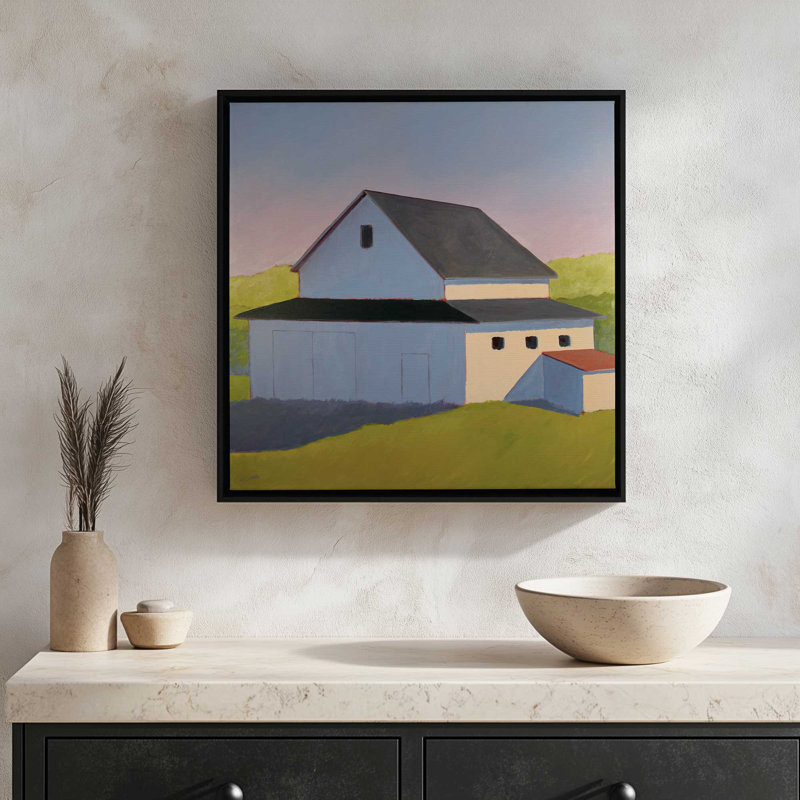 Box Barn by Carol Young Art Print, 30" H x 30" W, Floater Framed Print without Mat Canvas, Gold