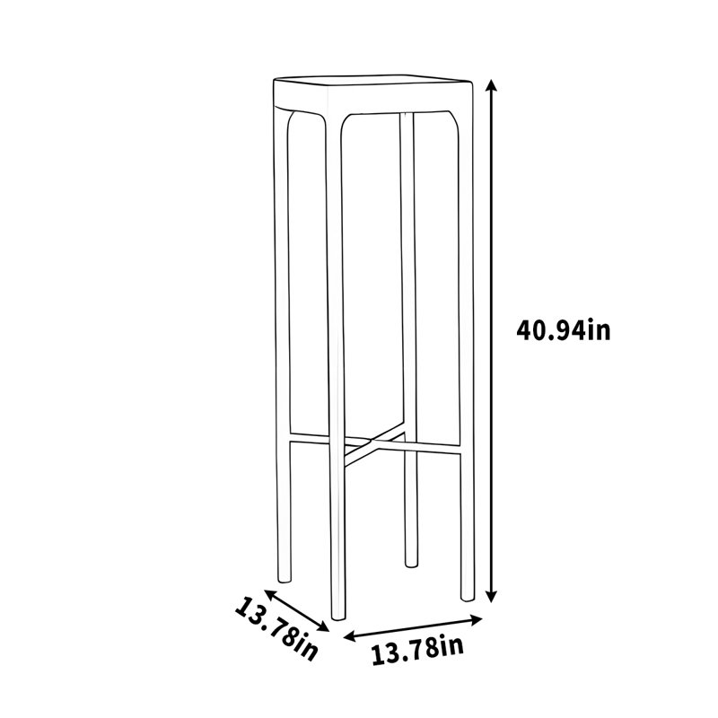 Support à pot de fleurs en noyer noir avec plateau en bois massif, H 40,94 po x L 13,78 po x P 13,78 po