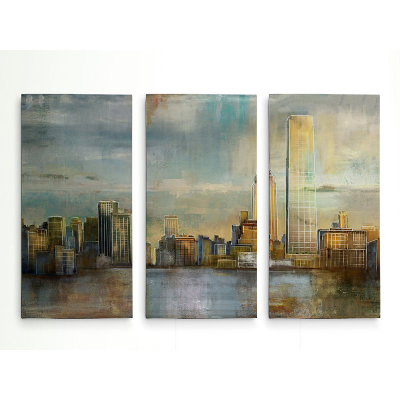 City Skyline-ensemble de 3 reproductions d’art sur toile tendue, H 32 po x L 48 po x P 1,5 po
