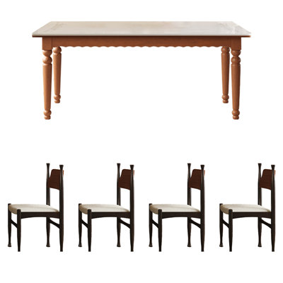 Retro rectangular utility dining table set
