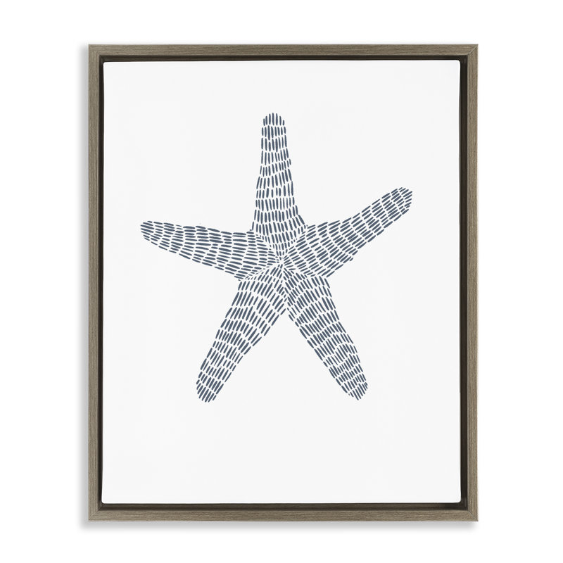Étoile de mer minimaliste sur toile encadrée flottante blanche par Jetty Home, LLC, Cadre flottant orme Montalcino