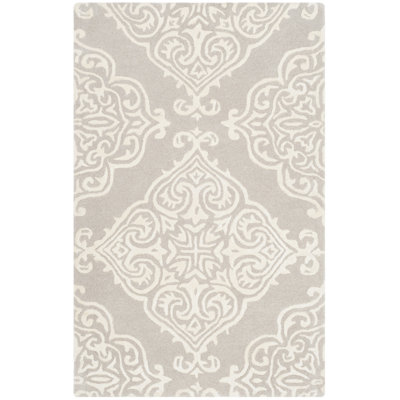Tapis argent / ivoire en laine touffeté à la main Bernon