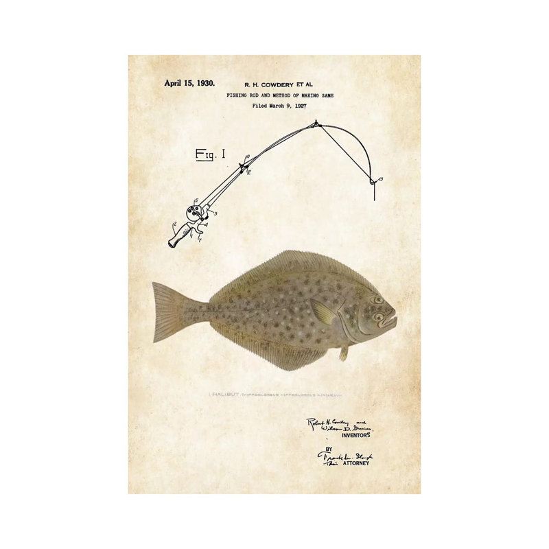Halibut Fishing Lure by Patent77 - Wrapped Canvas Gallery-Wrapped Canvas Giclée, 66.04 cm H x 45.72 cm W x 3.175 cm D