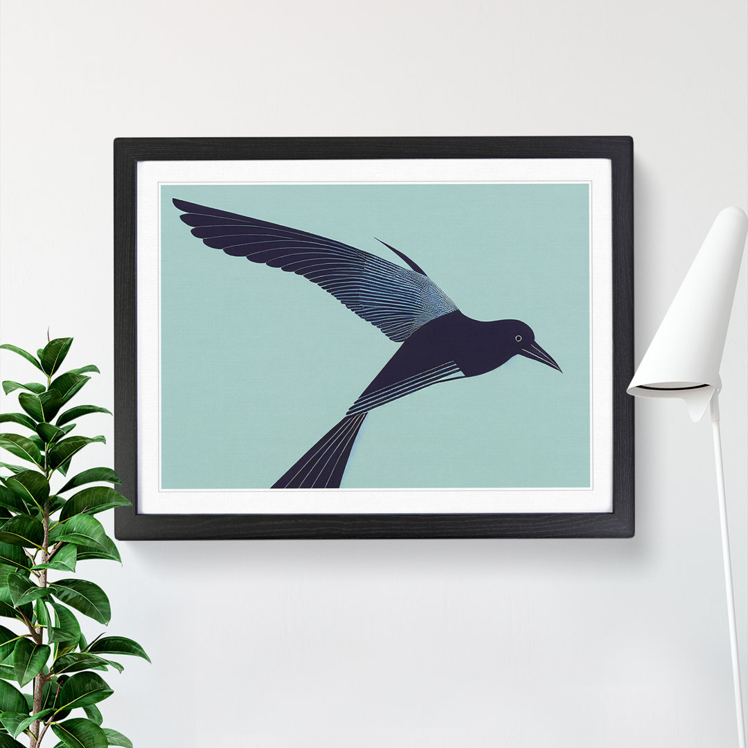 Heavenly Crow Bird Abstract - Single Picture Frame Print
