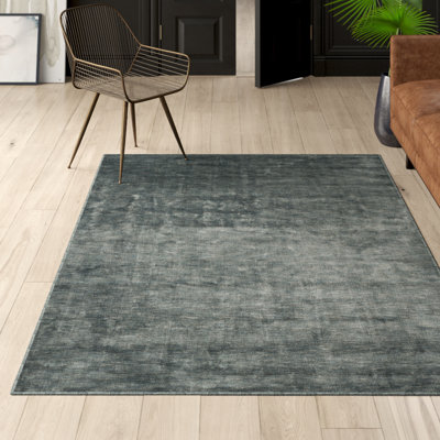 Tapis bleu-gris noué à la main Mcelroy