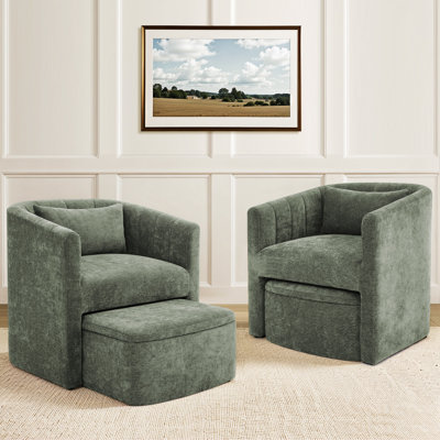 Lane Accent Barrel Chair With Storage Ottoman (Set of 2)