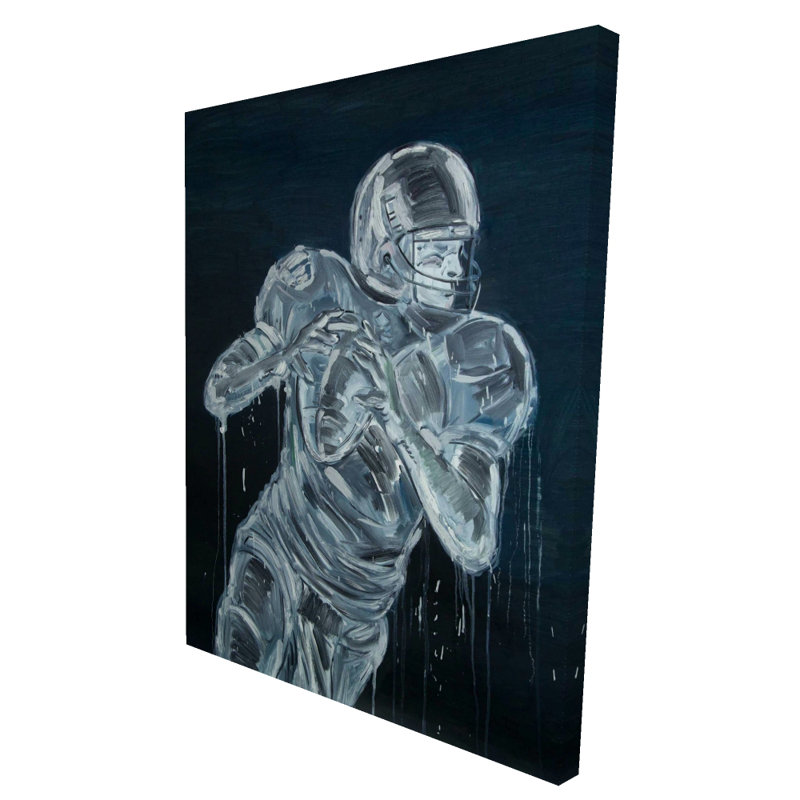 Joueur de football - «Blue Man», art sur toile pour la décoration intérieure, H 36 po x l 48 po, Toile tendue