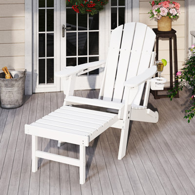 Hdpe Folding Adirondack Adjustable Chair With Ottoman And Cup Holders
