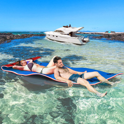 Floating Water Mat, 8X3 Ft Water Floating Pad With Rolled Pillow For Lake Ocean Beach, 3 Layers Foam Lily Pad Floating Mat For Water Activities And Re -  GOOGIC, WFFM83RED