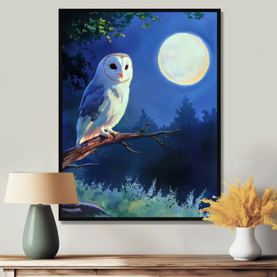 Gerick, hibou au clair de lune, dessin de style I - hibou, art sur toile