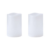Set of 2 White LED Waterproof Indoor Outdoor Pillars, 4X6 Inch