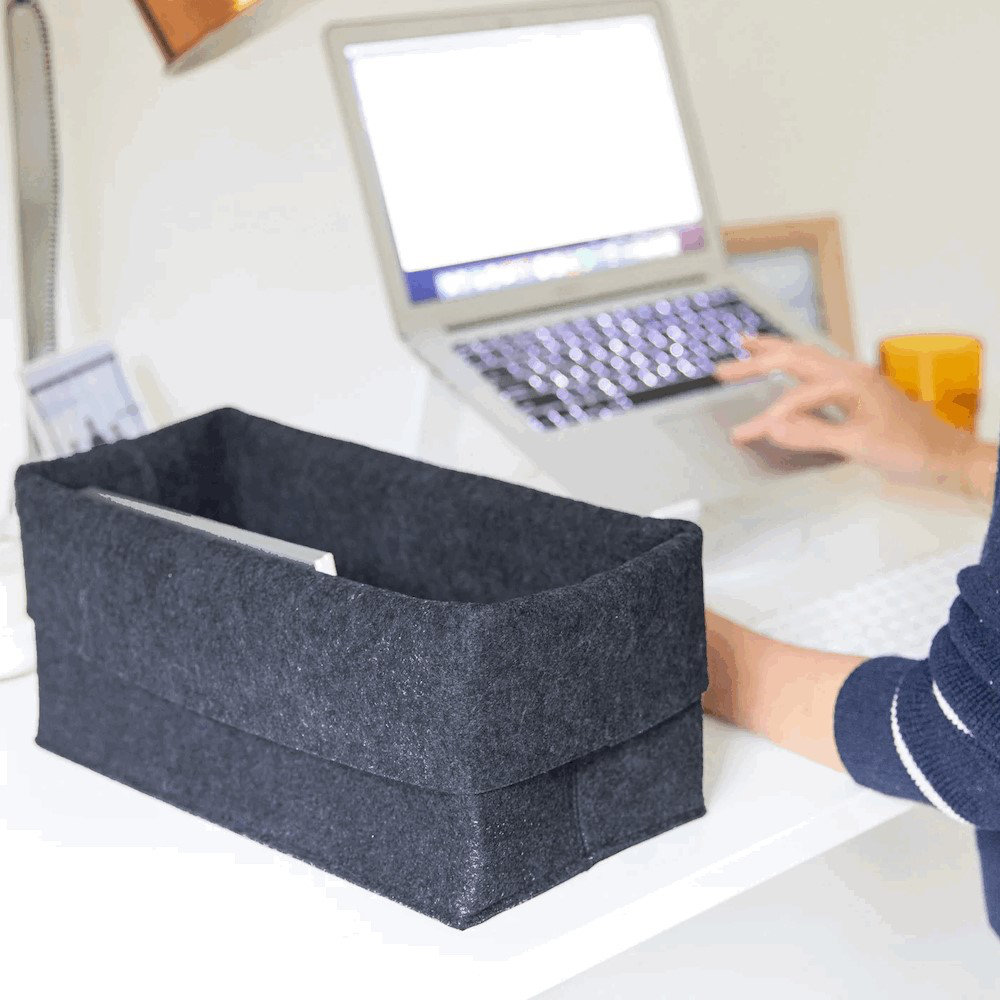 Flex Felt Wool Storage Bin, Black