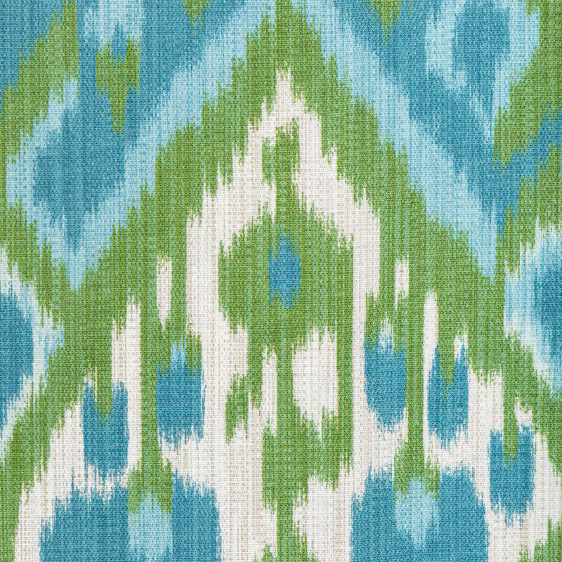 Manoir Bonnieux Linen Blend Fabric, Aqua/Leaf