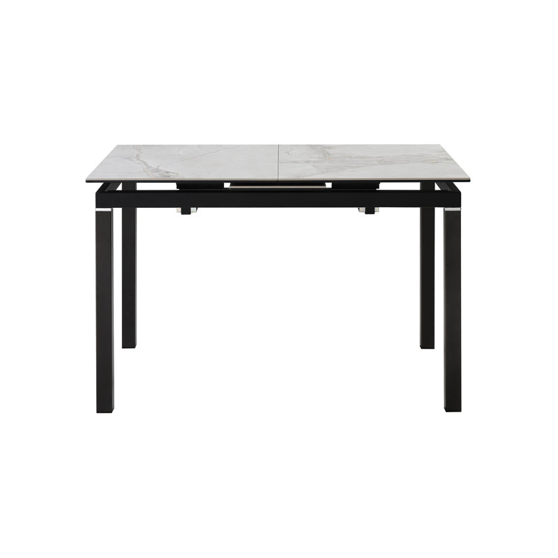Jantsen 59" Wide Extendable 4 Legs Dining Table in Stone and Metal