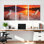 «Egrets at Sunset Landscape», ensemble de 3 reproductions d'art sur toile tendues