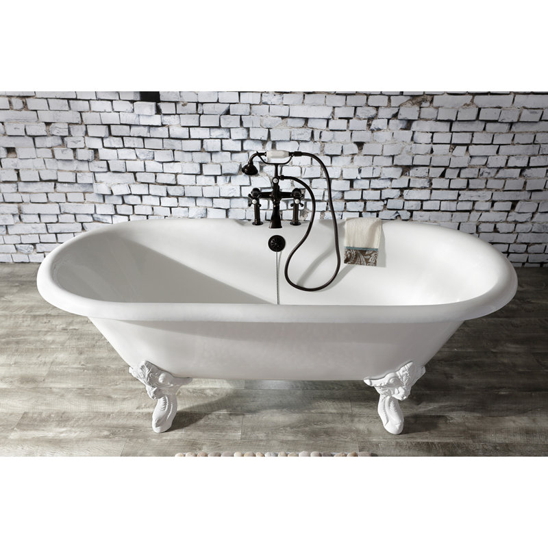 Baignoire sur pattes ovale à double extrémité en fonte 72 pouces Kingston Eden, Blanc