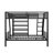 L-Shaped Metal Bunk Bed Combo Twin Over Full With Twin Loft Bed And Four Built-In Shelves