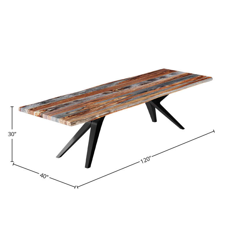 Table de salle à manger Geosvani, L 40 po x L 120 po, Noir / Gris / Brun