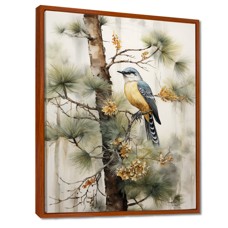 Forêt, gardiens du minimalisme III - décoration murale forêt, H 32 po x l 24 po x P 1 po, Cadre flottant brun