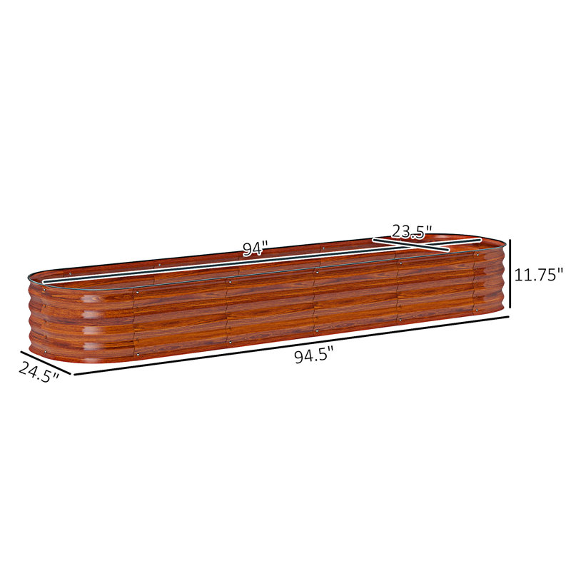 Lit de jardin surélevé en métal avec bordure de sécurité, Marron foncé