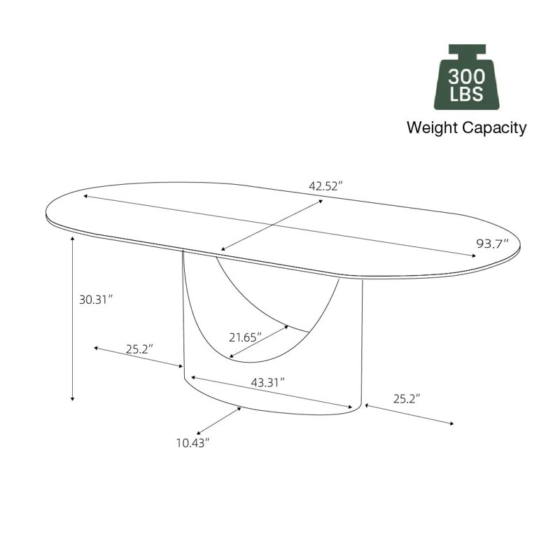Modern Minimalist Oval Dining Table With Sintered Stone Tabletop, Pedestal Base Dining Table, Glossy White