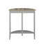 Console grise et chêne, avec rangement demi-lune en chêne naturel et style moderne et fonctionnel