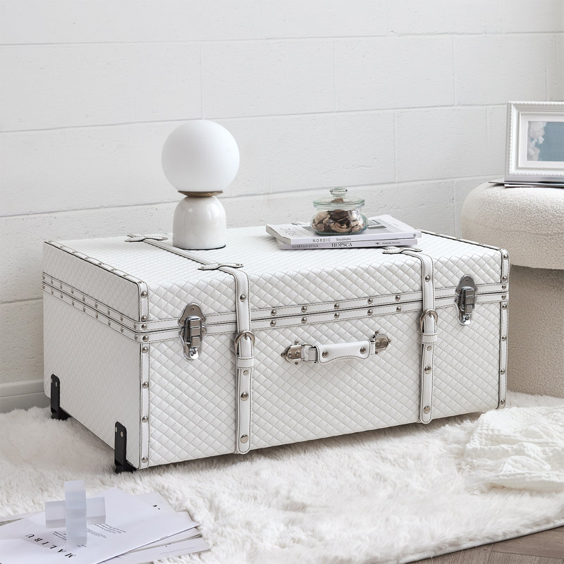 Coffre Texture Brand - diamant taupe amande, Blanc