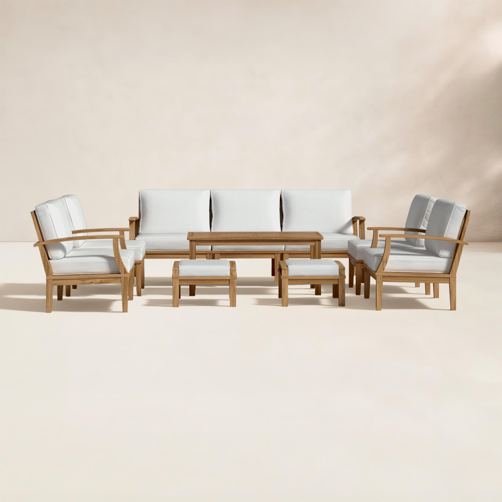 Modway Marina 9-Person Teak Patio Seating Group, White