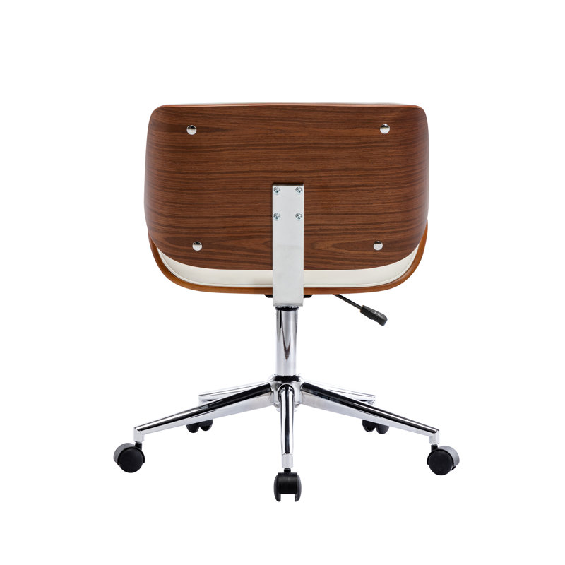 Kimpel Faux Leather Mid-Century Office Chair, White