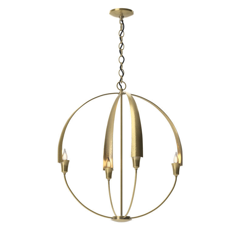 Lustre sphérique à 4 lumières Cirque, H 28,2 po x l 25,3 po x P 25,3 po, Laiton moderne