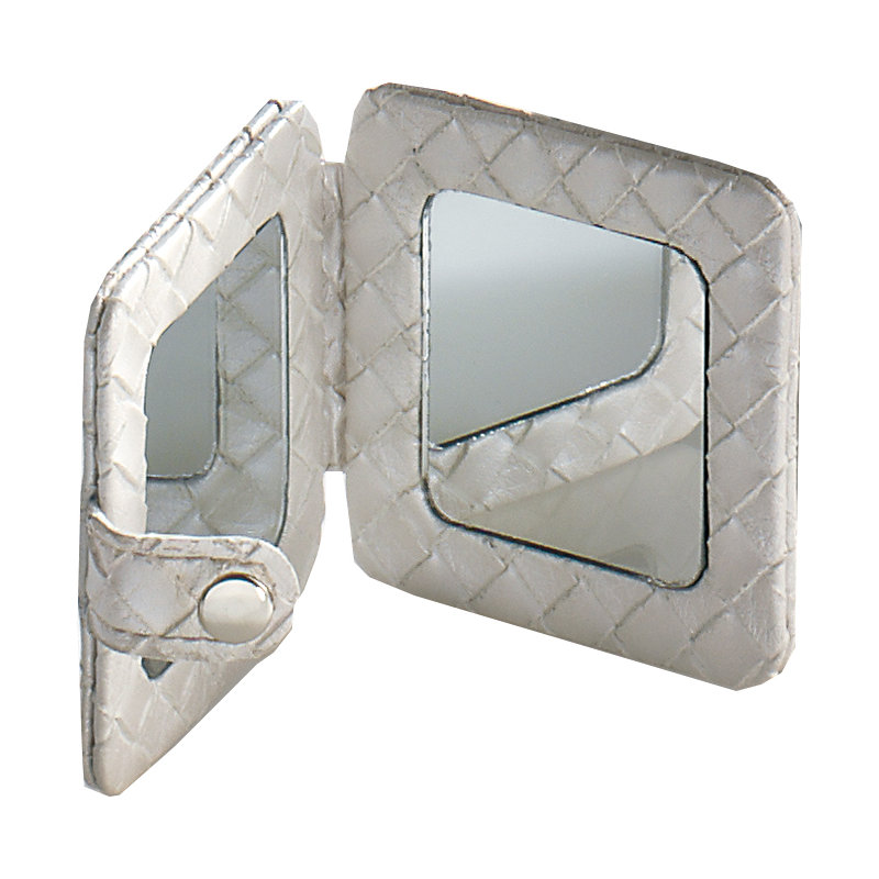 Dukes Flat Leather Wall Mirror, White Pearl