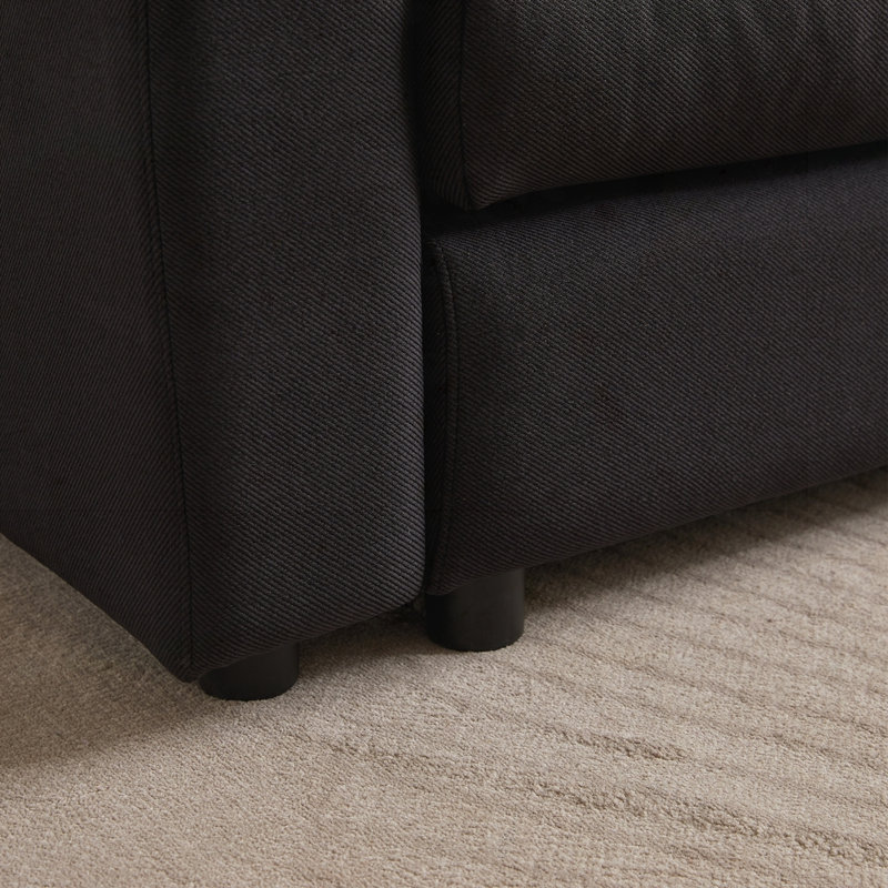 Canapé modulaire 102,2 pouces avec repose-pieds, Tissu noir