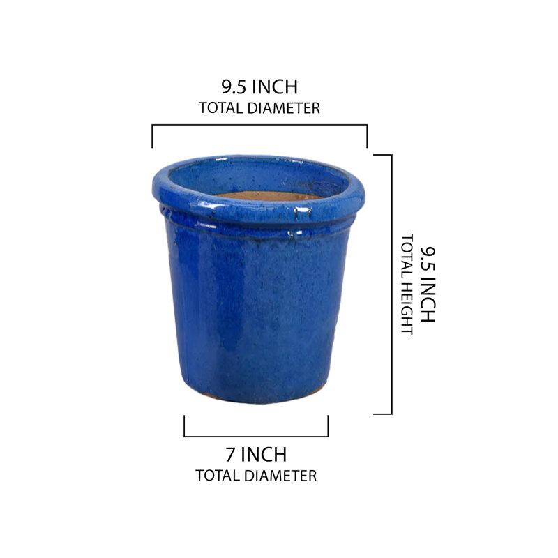  Pot à fleurs en céramique Azura Blue, H 9,5 po x l 9,5 po x P 9,5 po