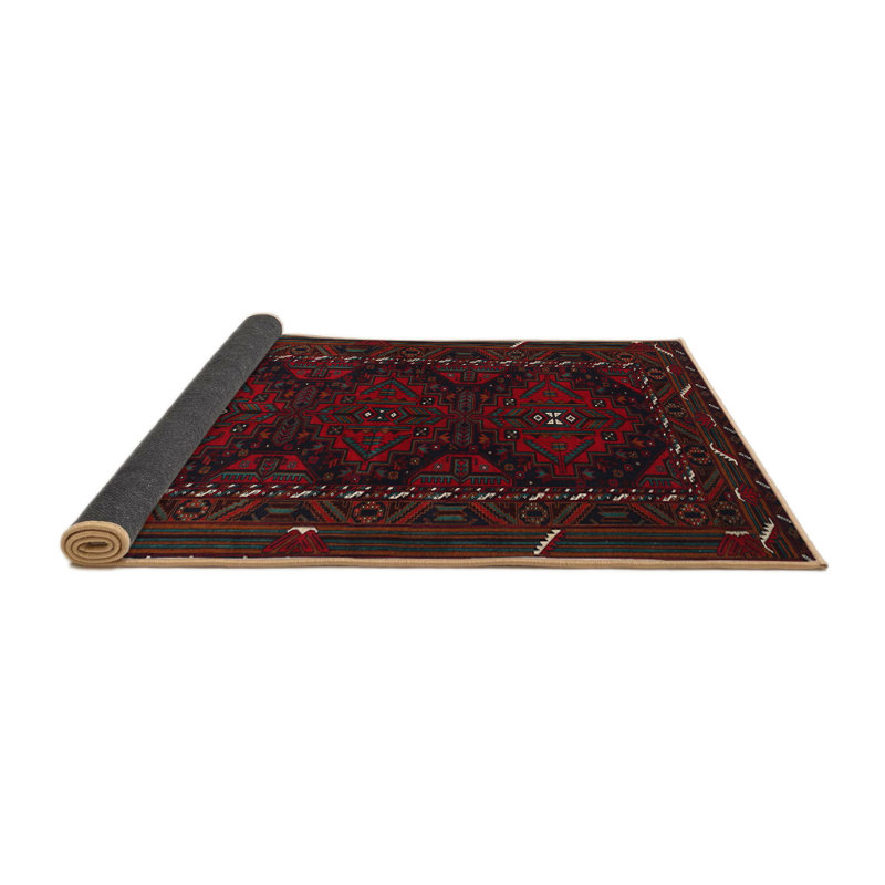 Tapis à motif oriental rouge / noir, Rond 7 pi