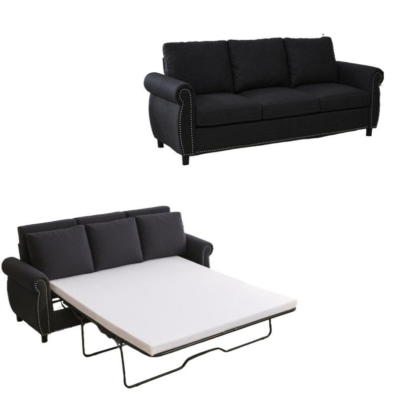 Canapé-lit, canapé-lit avec matelas, canapé-lit modulaire à 3 places de 81,5 po, canapé convertible en lin moderne, mobilier de salon pour petits espaces, appartement, studio, gris foncé
