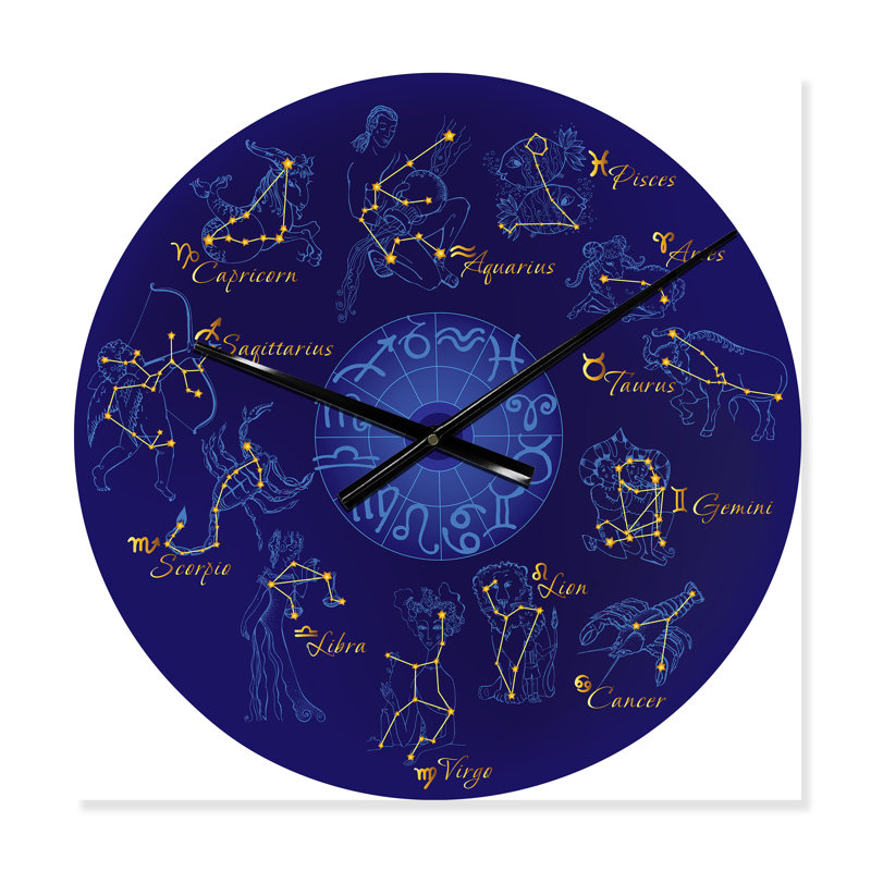 Zodiaque avec constellations et signes du zodiaque - Horloge murale moderne, Moyen