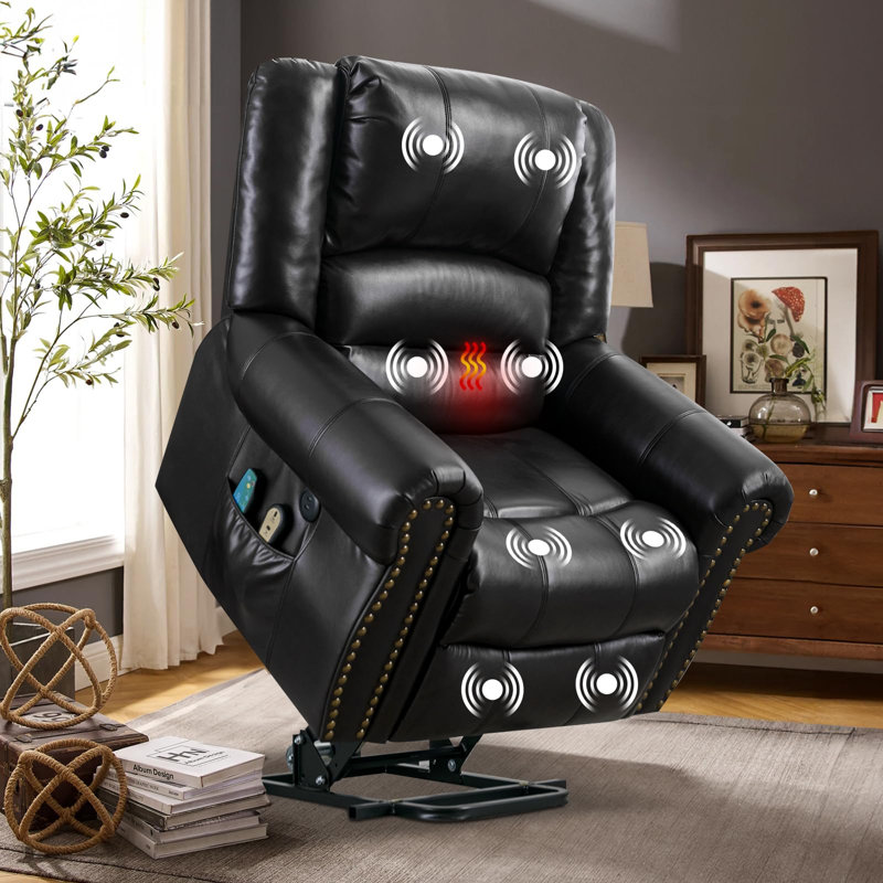 Fauteuil inclinable Baugus, Noir (Leathaire)