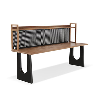 Bureau noyer + bois massif rectangulaire noir + fer