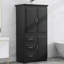 Armoire de rangement haute et large avec portes pour salle de bain / bureau, trois tiroirs, noir