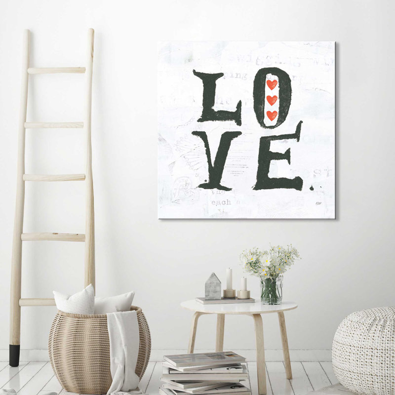 Art textuel sur toile «Love», H 18 po x l 18 po x P 1 po, Toile tendue