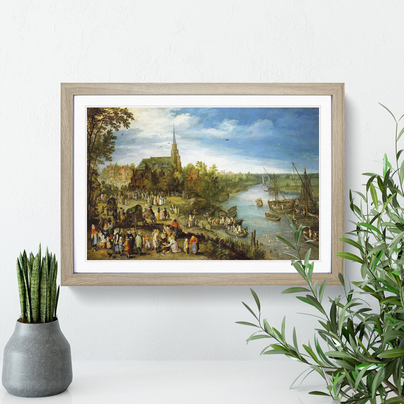 Parish Fair in Schell by Pieter Bruegel the Elder - Picture Frame Painting, 48cm H x 65cm W x 2cm D, Oak Framed