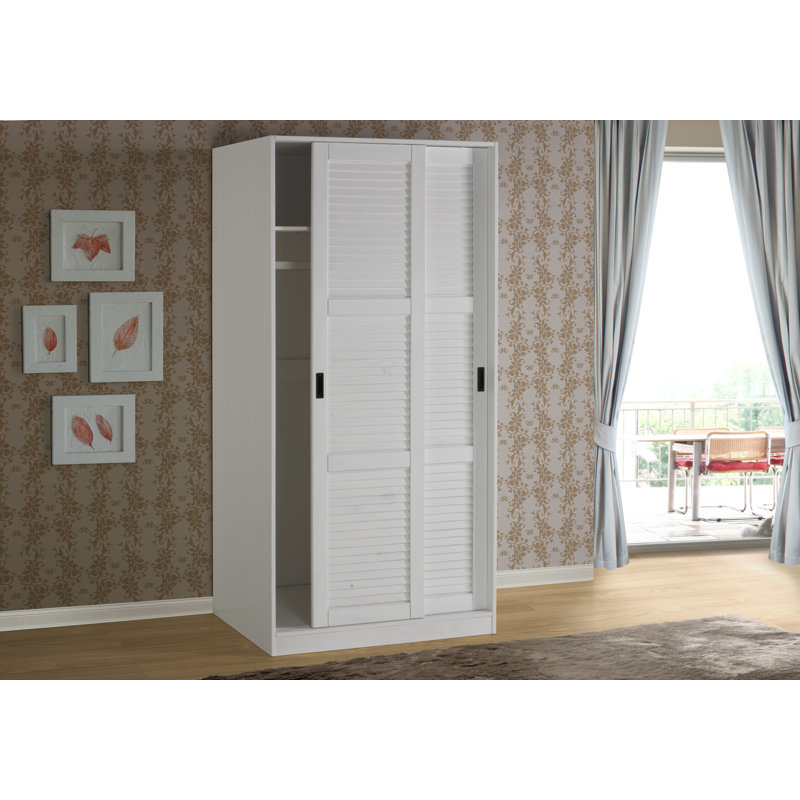 Garde-robe 2 portes coulissantes Pridemore, Blanc