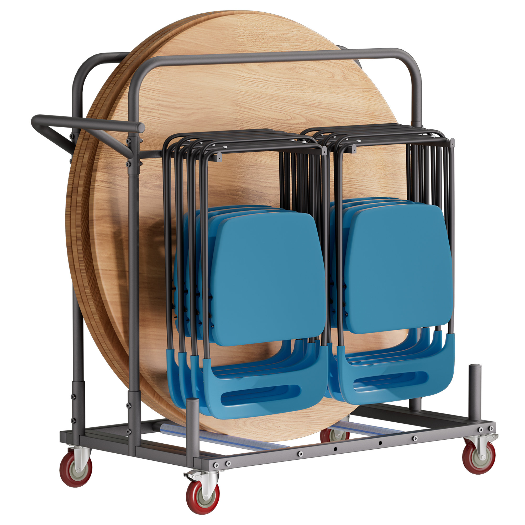 REGILLER Folding Chair Round Table Handcart,Folding Chair Cart with ...